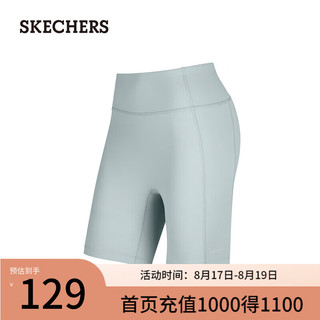 斯凯奇（Skechers）女运动收腹打底裤弹力紧身短裤夏季新P224W070 珍珠蓝/01MZ M