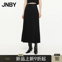 江南布衣24秋冬半身裙浪漫优雅百褶A型动感长款5O9D13190 001/本黑 XL