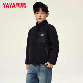 鸭鸭（YAYA）儿童羽绒服男童女童短款2024年冬季时尚立领中大童保暖外套HY 青光黑色 150/72(150)