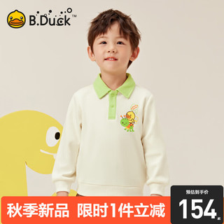 B.Duck小黄鸭童装儿童长袖卫衣春秋款男童polo领宝宝上衣 乳白 120cm