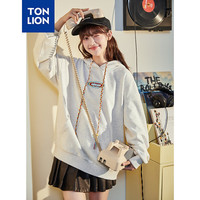 唐狮 TONLION2024早秋女针织连帽撞色长袖卫衣TB 雾灰 M