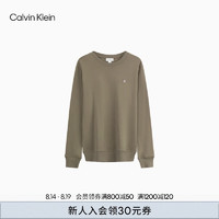 Calvin Klein Jeans24秋季男士简约ck刺绣方标净色纯棉圆领卫衣J326966 PAV-大地棕 M