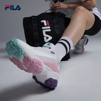 FILA 斐乐 24春女款运动鞋老爹鞋休闲鞋拼接旅游鞋欧版 白色/灰粉色 37