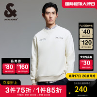 杰克·琼斯（JACK&JONES）男装秋冬时尚百搭舒适美式复古字母印花套头宽松加绒卫衣男 A07 米白色 165/88A/XS