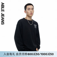 ABLE JEANS 24冬季美式复古圆领卫衣男士887067 黑色【9月1日前】 XS