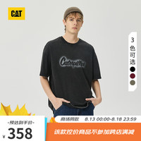 CAT卡特24夏季男户外休闲百搭简约印花Logo短袖T恤 黑色 3XL