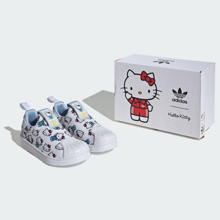 adidas SUPERSTAR 360一脚蹬贝壳头运动板鞋女小童阿迪达斯三叶草 白/浅蓝/亮光蓝 30.5码