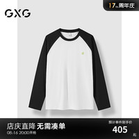GXG男装 白色撞色拼接简约休闲长袖T恤24年秋季G24X343020 白色 180/XL