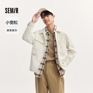 森马（Semir）外套男2024秋季灯芯绒肌理感翻领夹克小宽松时尚工装上衣 米白10301 185/100A/XXL