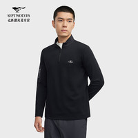七匹狼男装长袖T恤2024秋季时尚立领男装上衣 001(黑色) 180