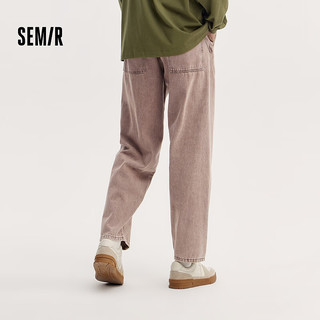 森马（Semir）牛仔裤男2024秋季美式复古水洗宽松锥形长裤个性做旧裤子 咖色调00355 28