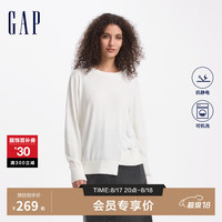 Gap女装2024初秋金属logo不规则拼接线长袖针织衫上衣641234 白色 165/84A(M) 亚洲尺码