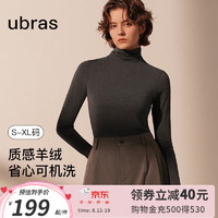 ubras24年可机洗羊绒堆堆领肌底衣女秋衣圆领背心打底 堆堆领-都市深花灰色 M