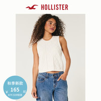 HOLLISTER24秋季辣妹修身麻花圆领针织马甲上衣女 KI350-4163 云朵白 XXS (160/80A)