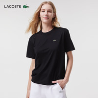 法国拉科斯特 LACOSTE女装24宽松休闲纯色简约休闲落肩短袖T恤TF7215 031/黑色 40 /170