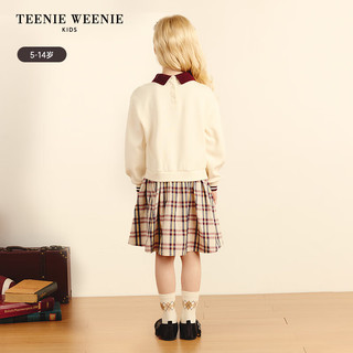 Teenie Weenie Kids小熊童装24秋季新女童格纹学院风卫衣式连衣裙 乳白色 140cm