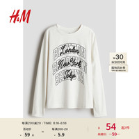 H&M童装大童男童2024秋季长袖T恤1195608 白色/London 165/84