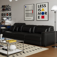 曲美家居lab多功能成长型模块沙发真皮艺方块客厅懒人沙发床岛屿沙发 生态皮-蜜糖棕 单人沙发 1.3m 【无电动功能】