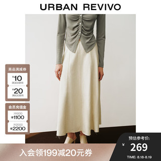 URBAN REVIVO UR2024秋季女装经典休闲气质百搭长款牛仔半裙UWM840036 米白 M