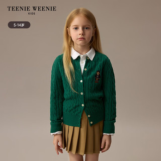 Teenie Weenie Kids小熊童装24秋款女童经典百搭休闲圆领羊毛开衫 中灰色 150cm