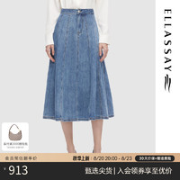 ELLASSAY 歌力思 2024秋季棉感牛仔拼接时尚百搭半身裙女EWD353N00700 浅牛仔蓝 XS