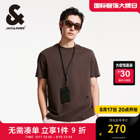 杰克·琼斯（JACK&JONES）秋季时尚潮纯棉法斗狗植绒刺绣百搭舒适短袖T恤男224301024 E11 巧克力蛋糕 180/100A/L