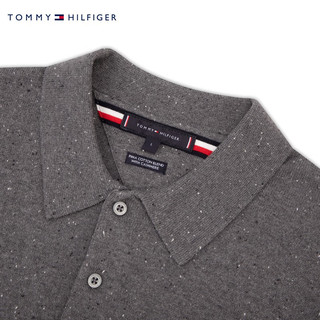 TOMMY HILFIGER24新款秋冬男棉羊绒混纺小绣标通勤POLO领针织衫MW0MW36519 深灰色P91