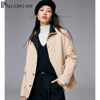 帕罗（PALUOPO）2024秋冬新品棉衣棉服女装桑蚕丝填充立领淑女保暖外套休闲棉袄