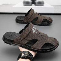 罗冠 夏季凉鞋男包头沙滩鞋男士户外防滑休闲鞋 黑色 39