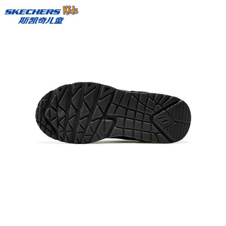 Skechers斯凯奇儿童鞋春秋款时尚复古休闲鞋中大童厚底耐磨运动鞋405715L 全黑色/BBK 28.5码