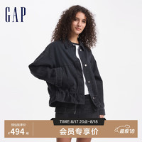 Gap女装2024秋季纯棉大口袋水洗牛仔外套简约百搭夹克637283 黑灰色 170/88A(L) 亚洲尺码