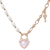 LOLA ROSE 罗拉玫瑰 心锁系列 LR52103 心形银镀金项链