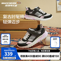 Skechers斯凯奇儿童春秋款男童时尚复古跑鞋中大童休闲时尚运动鞋405676L 女童/黑色/多彩色/BKMT 27.5码