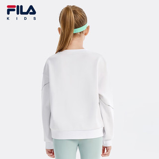 FILA 斐乐童装儿童长袖套装2024秋季女大童运动卫衣针织裤子 玉石白-FWT 150cm