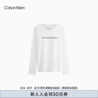 Calvin Klein Jeans24秋季女士休闲ck字母印花修身打底衫长袖T恤J224935 YAF-月光白 XS