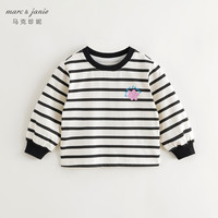 马克珍妮 marc & janie女童趣味印花纯棉条纹T2024年秋装240969 黑白条 80cm （身高74-80）