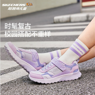 Skechers斯凯奇儿童春秋款男童时尚复古跑鞋中大童休闲时尚运动鞋405676L 薰衣草色/女童/LAV 35码