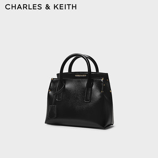 CHARLES&KEITH24秋季CK2-30271421时尚亮面手提单肩托特包女 Black黑色 S