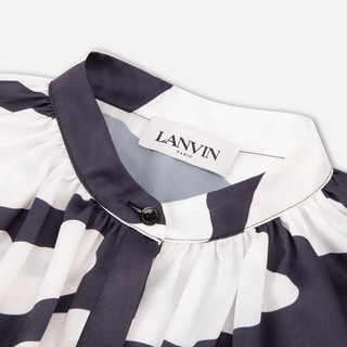 浪凡（LANVIN）2024早秋女士撞色休闲长袖衬衫 白色/墨色 34