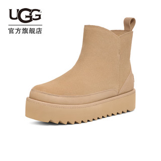 UGG 女士舒适时尚舒适厚底经典迷你休闲短靴 1166731 芥菜籽色 40