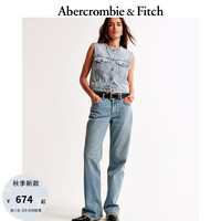 ABERCROMBIE & FITCH女装 24秋季时尚潮流复古低腰宽松牛仔裤KI155-4720 浅蓝色 32S (155/86A)短版