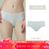 Gainreel歌瑞尔【49元任选3条】女士内裤2024性感蕾丝中腰棉裆底裤短裤衩 云雾灰 30124 M