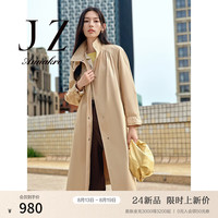 玖姿·安娜蔻简约设计感腰带宽松卡姆登风衣外套女2024秋季 卡其 XS