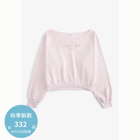 HOLLISTER24秋季美式辣妹露肩斜肩短款休闲卫衣女 KI352-4161 粉色 L (165/100A)