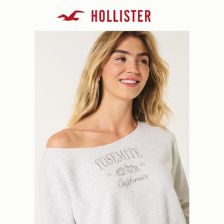 HOLLISTER24秋季美式辣妹露肩斜肩短款休闲卫衣女 KI352-4161 灰色 S (165/88A)