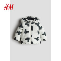 H&M2024秋季童装男婴女婴贴花棉服1232174 浅灰色/米奇老鼠 110/56