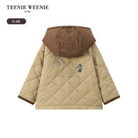 Teenie Weenie Kids小熊童装24秋男宝宝可拆连帽按扣印花棉服 米色 90cm