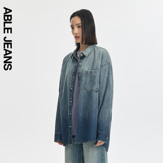 ABLE JEANS 【李兰迪同款】24秋季女士时尚街头渐变牛仔衬衫 复古绿 L