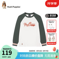 暇步士(Hush Puppies)童装儿童男女童2024春季弹力舒适时尚青春复古风长袖圆领衫 暗草绿 130cm