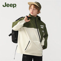 Jeep吉普童装儿童三防外套2024秋季百搭时尚男女童青少年户外夹克 军绿 130cm 【身高125-135】